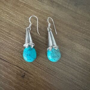 925 Silver and Turquoise Drop Earrings